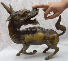 Xd 0015 15 "china bronze animal fengshui proteger unicórnio dragão kylin estátua estatueta 2024 - compre barato