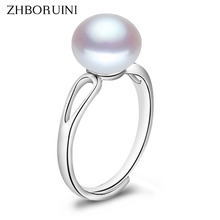 Женское кольцо с жемчугом ZHBORUINI, модное кольцо с жемчугом из серебра 925 пробы, овальные кольца с натуральным пресноводным жемчугом 2024 - купить недорого