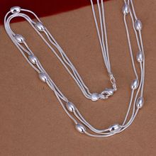 Hot Sale!!Free Shipping 925 Silver Necklace,Fashion Sterling Silver Jewelry Three Line Bead Necklace SMTN214 2024 - buy cheap