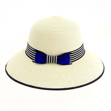 Sombreros de paja con lazo para mujer, sombrero de ala ancha con protección solar, informal, para vacaciones y playa 2024 - compra barato