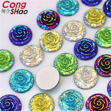 Cong Shao 200pcs 12mm AB Color Round Rose Flower Resin Crystal Stones Flatback Rhinestone For DIY Craft Clothes Decoration CS265 2024 - buy cheap