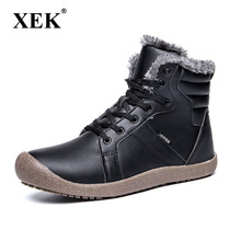 XEK Men Winter Boots Male Snow Boots Waterproof Warm Fur Casual Shoes Leather Boots Chaussure Homme Plus Size 36~48 ZLL438 2024 - buy cheap