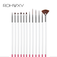ROHWXY 12 PCS Acrylic Brush Nail Art Brush Carving Flower Nail Gel Pen UV Gel Drawing Painting Brush Handle Nail Art Tools 2024 - buy cheap