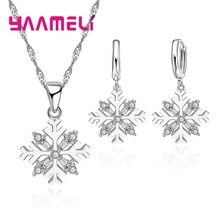 Cristal 925 conjuntos de jóias de prata esterlina para festa de casamento feminino moda floco de neve encantador colar brinco acessório 2024 - compre barato