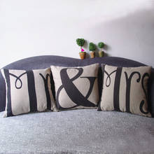 Print pillow dining chair cushion Euro style retro cotton linen 45x45cm Mr & Mrs seat cushions home decorative pillow for sofa 2024 - buy cheap