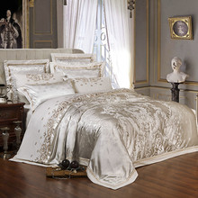 Cama de cetim de luxo queen king size, conjunto de cama, algodão prateado, roupa de cama, jogo de cama 2024 - compre barato