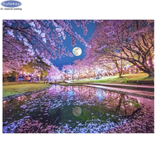 5d diy pintura de diamante cenário sakura árvore lua diamante mosaico bordado de diamante ponto cruz pinturas artesanais por número 2024 - compre barato