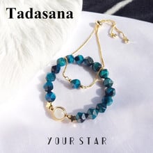 Conjunto de pulsera de ojo de tigre azul para mujer, brazalete de cuentas irregulares de Metal de Color dorado, joyería de amor, regalo de amistad 2024 - compra barato