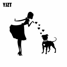 Yjzt adesivo de vinil romântico feminino e cachorro de 15cm * 15cm para decoração de carro estiloso preto/prata 2024 - compre barato