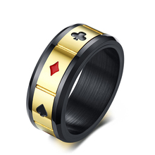Hip Hop Rock Spinner Titanium Steel Poker Round Men lucky Finger Rings Fashion Jewelry Gold and Black Color Drop Shipping 2024 - buy cheap
