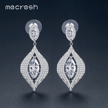 Mecresh Luxury Silver Color Bridal Drop Earrings for Women Clear Leaf Danging Earrings Wedding Engagement  Party  Jewelry EH1128 2024 - buy cheap