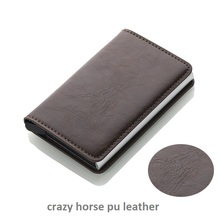 2020 Men And Women Card Holder RFID Aluminium Business Credit Card Holder Crazy Horse PU Leather Travel Card Wallet 2024 - buy cheap