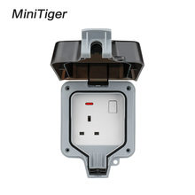 Minitiger-toma de corriente conmutada de pared exterior, impermeable, IP66, 13A, estándar británico, con neón 2024 - compra barato