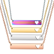 Colar vazado com pingente de coração, colar de barra da moda com vazamento de coração, pingente de arco-íris, ouro rosa, 4 cores, aço inoxidável, gargantilha, presente de joias 2024 - compre barato