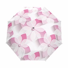 Guarda-chuva floral rosa feminino, guarda-sol dobrável automático para mulheres, à prova de vento, proteção uv 2024 - compre barato