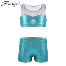 Ballet Leotards Girls Two pieces Snowflake Embroidery Gymnastics Ballet Leotard Swimsuit Kids Ballet Dancing Wear Top and Shorts 2024 - buy cheap