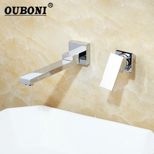 OUBONI Chrome Wall Mounted Soild Brass Swivel Spout Bathroom Bathtub Shower Faucet Mixer Tap 1 Handle 2 Pcs Faucets Mixer Tap 2024 - buy cheap