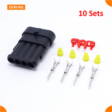 4Pin/Way 10Sets Male Sealed Auto Car Wire Connector Plug AMP 282106-1 2024 - buy cheap