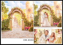 Fondo de boda de jardín de flores para estudio fotográfico, fondo impreso Digital personalizado con suelo de ladrillo, fondos para fotografía 2024 - compra barato