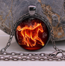 Фэнтезийные ювелирные изделия, ожерелье с подвеской в виде огненной лошади, уникальное художественное изображение, подарки для нее, подарок на цепочку для свитера 2024 - купить недорого