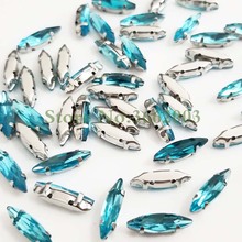 4x15mm 50pcs/pack Lake blue Horse eye shape Glass Crystal sew on claw rhinestones,Diy Clothing accessories SWM41512 2024 - buy cheap