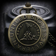 Remember The History "United States Veteran" Bronze Pocket Watch With Necklace Chain Best Gift 2024 - buy cheap