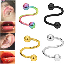 1PC S Spiral Twist Belly Button Rings Ear Cartilage Helix Tragus Piercing Nose Ring Lip Eyebrow Piercing Body jewelry 2024 - buy cheap