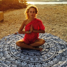 New European Rayon Printing Circular Beach Mat Yoga Blankets Yoga Mat Sand Cloth Sun protection shawl Bath towel Summer Dress 2024 - buy cheap