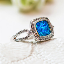 Anel de prata feminino opala de fogo azul, anel de promessa amor de noivado para mulheres joias vintage 2024 - compre barato
