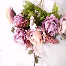 Rama de rosa de seda para decoración del hogar, flores artificiales de peonía, decoración de fiesta de boda, Festival, gran exhibición 2024 - compra barato