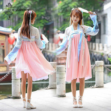 Hanfu костюм платье для женщин Улучшенная одежда Hanfu вышитая Qi грудь юбка костюм китайский стиль Студенческая традиционная одежда 2024 - купить недорого