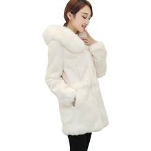 Faux Fur Coat Women Winter Warm Hooded Jacket Female Plush Overcoat Casual Outerwear Clothes 2024 - buy cheap