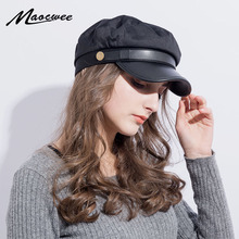 Vintage Hats for Women 2018 New Fashion Military Hat Gorras Planas Snapback Caps Female Casquette Sun Hat PU Materials 2024 - buy cheap