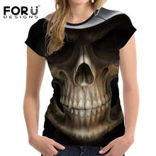 FORUDESIGNS Famous Brand Women T Shirt Summer Casual Shirts Punk 3D Skeleton Skull Woman Tops Short Bodybuilding Tee Tops Femme 2024 - buy cheap