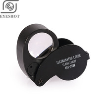 Portable Folding Magnifier Loupe 40x shaped 25mm Lens Jewelry Magnifier Illuminated Loupe with 2 LED light Jewelry Coins Stamp 2024 - buy cheap