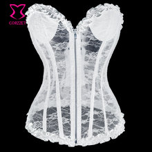 White Transparent Floral Lace Espartilhos E Corpetes Sexy Corsets And Bustiers Push Up Bridal Corset Lingerie Gothic Clothing 2024 - buy cheap