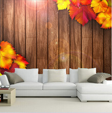 Пользовательские 3D фрески, Осенние листва деревянные доски осенние листья papel де parede, гостиная диван ТВ настенная спальня настенная бумага 2024 - купить недорого