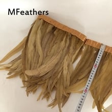 MFeathers 2M Gold coque feather trim 20-25cm 8-10inches bleached&dyed chicken feather lace carnival decorations 2024 - buy cheap