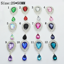 YWXINXI Hot New Flat Back Brooch 5pcs25*50MM Alloy Glass Crystal DIY Jewelry Accessories Decoration Wholesale Price 2024 - buy cheap