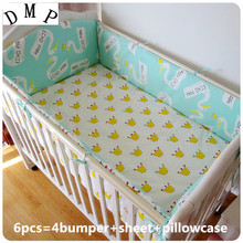 Promotion! 6PCS Baby Crib Nursery Bedding Set natural cotton (bumper+sheet+pillow cover) 2024 - buy cheap