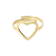 GORGEOUS TALE Charm Adjustable Hollow Heart Rings For Women Men Gold Color Stainless Steel Fashion Jewelry Best Friend Gift 2024 - compra barato