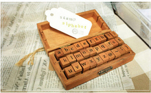 Free shipping wholesale NEW (50pcs/box) Creative Lowercase & Uppercase Alphabet wood rubber stamps set Wooden box 2024 - buy cheap