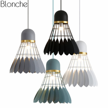 Luminária pendente de led moderna para badminton, luminária decorativa industrial, abajur de macaron com lâmpada led para cozinha
