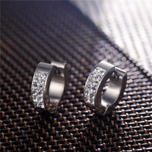 1 Pair Stainless Steel Ear Circle For Men Women Inlaid Rhinestone Crystal Anti-allergic Ear Buckle Earrings Fashion Ear Jewelry 2024 - buy cheap