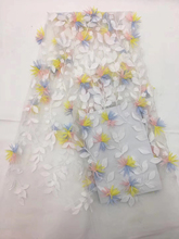 Tela de encaje africano de alta calidad 3D 2018 tela de encaje de tul francés con apliques de 5 yardas de encaje neto para vestido de boda LCD955B 2024 - compra barato