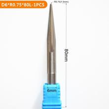 6mm*R0.75*80L,1pcs,Free shipping Taper Ball nose End Mill,CNC milling Cutter,Solid carbide tool,woodworking router bit 2024 - buy cheap