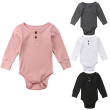 Newborn Infant Baby Girls Boys 0-24M Autumn Winter Causal Bodysuits Long Sleeve Solid Cotton Jumpsuits Bodysuits 4 Style 2024 - buy cheap