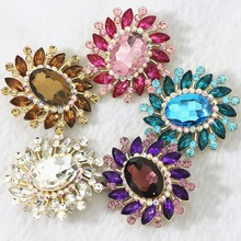 New Fashion 5 colors flower brooch for women high grade oval rhinestone crystal pins party gift weddings jewelry B1236 2024 - buy cheap