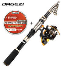 DAGEZI Telescopic Fishing Rod Combo Full Kit 1.8-3.3M Carbon Fiber Telescopic Fishing Rod + Spinning Reel with Fishing Line 2024 - buy cheap