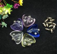 100pcs Colorful Trendy Crystal heart Shape zircon Crystal Vial necklace Pendant Screw On Cap vase Perfume essential oil Bottle 2024 - buy cheap